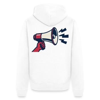 Rotes Megafon Ultras Logo - Unisex Premium Bio Zip Hoodie - Weiß - Hinten - Thijin (182cm)