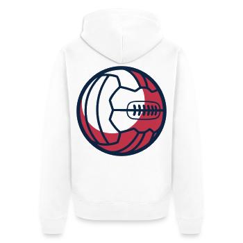 Retro Fussball Lederball Icon - Unisex Premium Bio Zip Hoodie - Weiß - Hinten - Thijin (182cm)