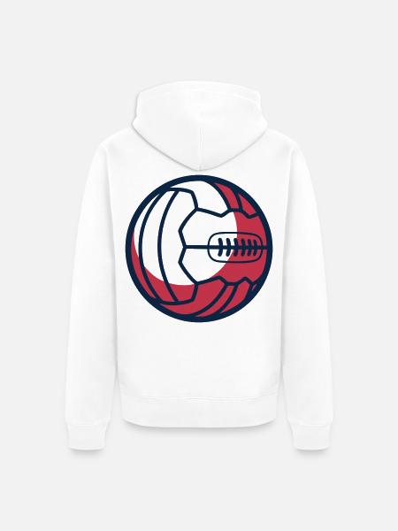 Retro Fussball Lederball Icon - Unisex Premium Bio Zip Hoodie - Weiß