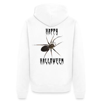 Happy Halloween Spinne - Gruselschrift - Unisex Premium Bio Zip Hoodie - Weiß - Hinten - Thijin (182cm)