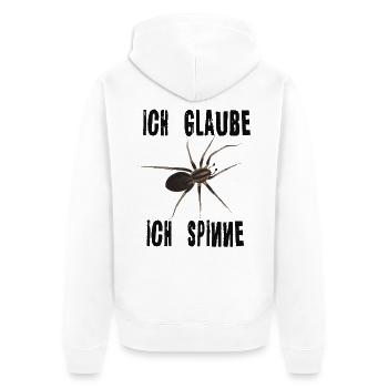 Ich glaube ich spinne - Spinne Spruch - Unisex Premium Bio Zip Hoodie - Weiß - Hinten - Thijin (182cm)
