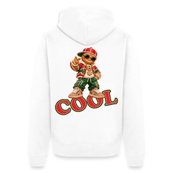 Cooles Lebkuchenmännchen mit COOL-Schriftzug - Unisex Premium Bio Zip Hoodie - Weiß - Hinten - Thijin (182cm)
