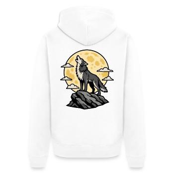 Heulender Wolf Vollmond Nacht Wildnis Vektor Shirt - Unisex Premium Bio Zip Hoodie - Weiß - Hinten - Thijin (182cm)
