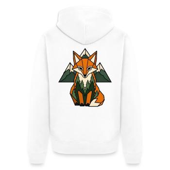 Fuchs Berge Tannen Geometrisch Natur Vektor Shirt - Unisex Premium Bio Zip Hoodie - Weiß - Hinten - Thijin (182cm)