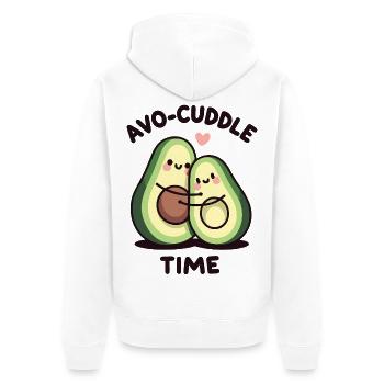 Avo-Kuschelzeit - Unisex Premium Bio Zip Hoodie - Weiß - Hinten - Thijin (182cm)