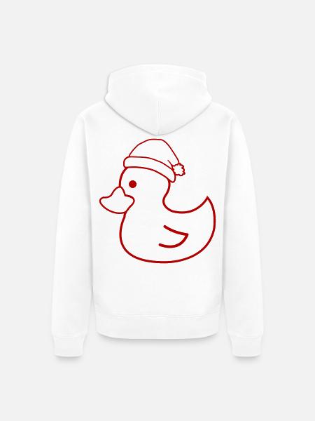 Weihnachtsente Silhouette mit Mütze - Unisex Premium Bio Zip Hoodie - Weiß