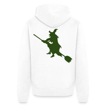 Hexe auf Besen Silhouette - Unisex Premium Bio Zip Hoodie - Weiß - Hinten - Thijin (182cm)