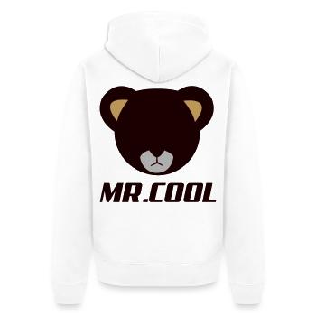 Bärenkopf Logo MR Lodol - Unisex Premium Bio Zip Hoodie - Weiß - Hinten - Thijin (182cm)