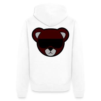Rotbrauner Bär mit Sonnenbrille - Unisex Premium Bio Zip Hoodie - Weiß - Hinten - Thijin (182cm)