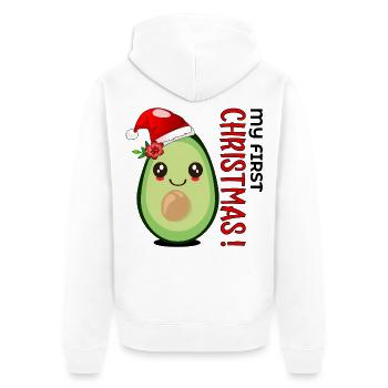 Mein erstes Weihnachten, Avocado Baby - Unisex Premium Bio Zip Hoodie - Weiß - Hinten - Thijin (182cm)