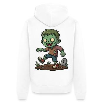 Grüner Zombie - Unisex Premium Bio Zip Hoodie - Weiß - Hinten - Thijin (182cm)
