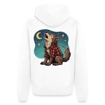 Werwolf im karierten Hemd - Unisex Premium Bio Zip Hoodie - Weiß - Hinten - Thijin (182cm)