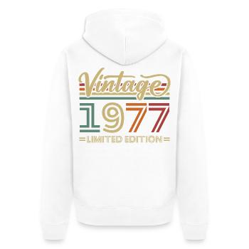 Vintage 1977 Limited Edition Geburtstag Retro - Unisex Premium Bio Zip Hoodie - Weiß - Hinten - Thijin (182cm)