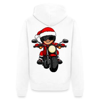 Motorradfahrer Weihnachten - Unisex Premium Bio Zip Hoodie - Weiß - Hinten - Thijin (182cm)