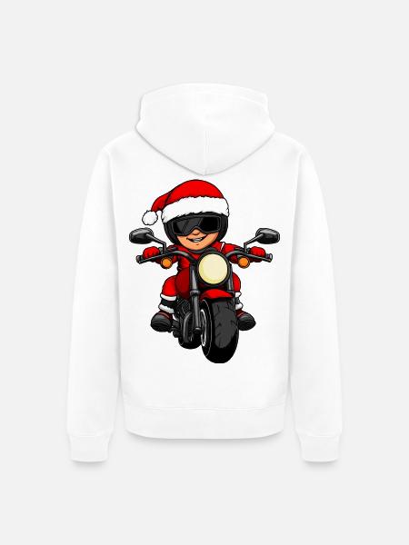 Motorradfahrer Weihnachten - Unisex Premium Bio Zip Hoodie - Weiß