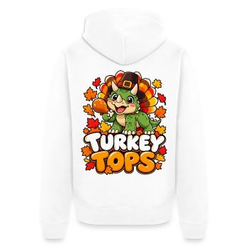 Herbst Dino Turkey Tops - Unisex Premium Bio Zip Hoodie - Weiß - Hinten - Thijin (182cm)