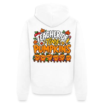 Lehrer der kleinen Kürbisse - Unisex Premium Bio Zip Hoodie - Weiß - Hinten - Thijin (182cm)