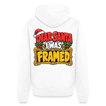 Dear Santa I Was Framed - Unisex Premium Bio Zip Hoodie - Weiß - Hinten - Thijin (182cm)