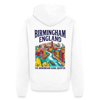 View City Birmingham England Canal Quarter - Unisex Premium Bio Zip Hoodie - Weiß - Hinten - Thijin (182cm)