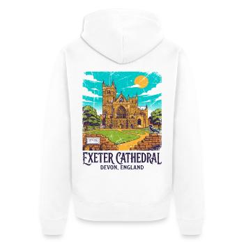 City Vintage Exeter Cathedral Devon England Sept - Unisex Premium Bio Zip Hoodie - Weiß - Hinten - Thijin (182cm)