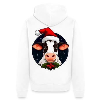 Kühe Christmas - Unisex Premium Bio Zip Hoodie - Weiß - Hinten - Thijin (182cm)