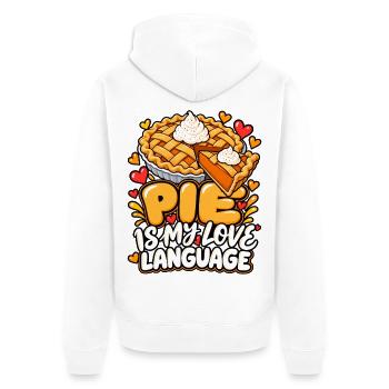 Pie ist meine Liebessprache - Unisex Premium Bio Zip Hoodie - Weiß - Hinten - Thijin (182cm)