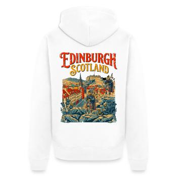 Vintage Edinburgh Scotland Cityscape With - Unisex Premium Bio Zip Hoodie - Weiß - Hinten - Thijin (182cm)