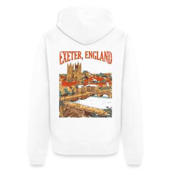 Vintage Exeter England City Skyline Novelty - Unisex Premium Bio Zip Hoodie - Weiß - Hinten - Thijin (182cm)