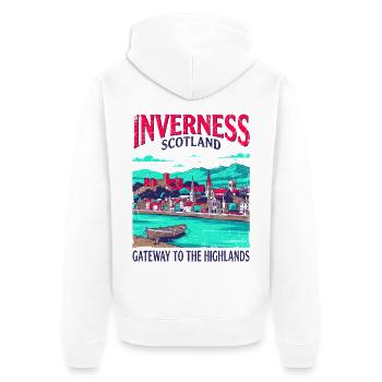 City Inverness Scotland Gateway To The Highlands - Unisex Premium Bio Zip Hoodie - Weiß - Hinten - Thijin (182cm)