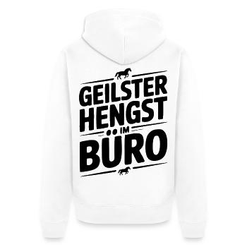 Geiler Hengst im Büro Bürosprüche Mann Lustig Fun - Unisex Premium Bio Zip Hoodie - Weiß - Hinten - Thijin (182cm)