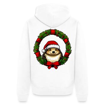 Igel Christmas - Unisex Premium Bio Zip Hoodie - Weiß - Hinten - Thijin (182cm)