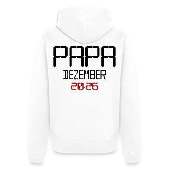 Geburt Baby Papa, Dezember 2026 - Unisex Premium Bio Zip Hoodie - Weiß - Hinten - Thijin (182cm)