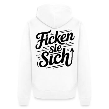 Fick dich Ficken sie sich Sprüche Mann Frau Fuck - Unisex Premium Bio Zip Hoodie - Weiß - Hinten - Thijin (182cm)
