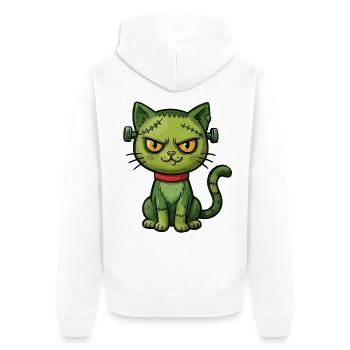 Grüne Zombie-Katze - Unisex Premium Bio Zip Hoodie - Weiß - Hinten - Thijin (182cm)