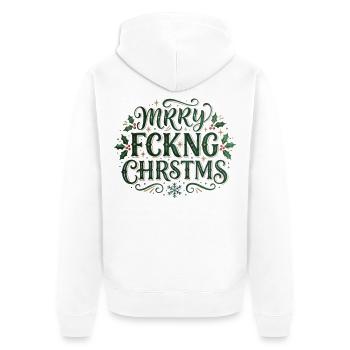 Merry Chrstms – frecher Weihnachtsspruch - Unisex Premium Bio Zip Hoodie - Weiß - Hinten - Thijin (182cm)
