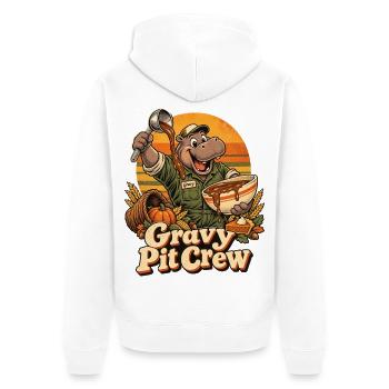 Thanksgiving Nilpferd Gravy Pit Crew - Unisex Premium Bio Zip Hoodie - Weiß - Hinten - Thijin (182cm)