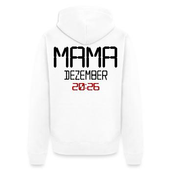 Geburt Baby, Dezember 2026 Mama - Unisex Premium Bio Zip Hoodie - Weiß - Hinten - Thijin (182cm)