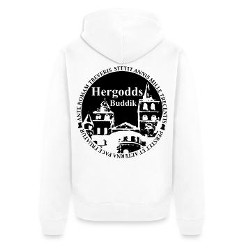 Hergodds Buddik - Unisex Premium Bio Zip Hoodie - Weiß - Hinten - Thijin (182cm)