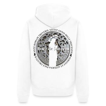Säulenmarie - Unisex Premium Bio Zip Hoodie - Weiß - Hinten - Thijin (182cm)