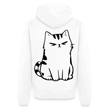 Lustige Katze Minimalistisches Katzen Geschenk  - Unisex Premium Bio Zip Hoodie - Weiß - Hinten - Thijin (182cm)