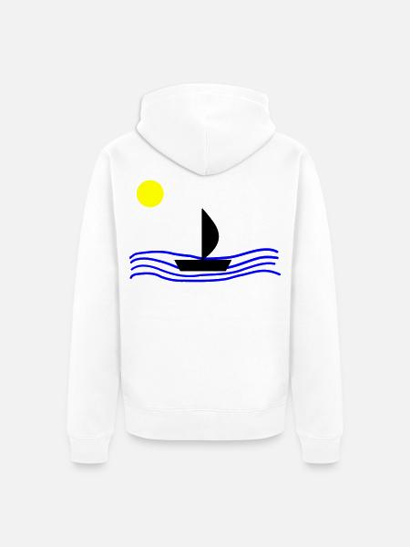 Mit dem Boot auf dem Meer - Unisex Premium Bio Zip Hoodie - Weiß