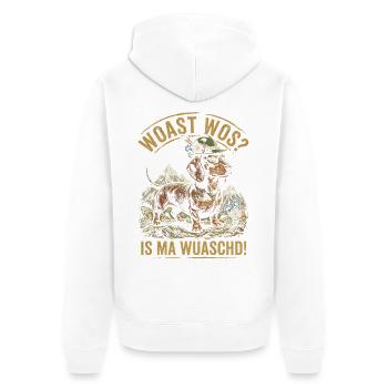 Dackel Woast Wos Is Ma Wuaschd Bayerischer Hunde - Unisex Premium Bio Zip Hoodie - Weiß - Hinten - Thijin (182cm)