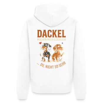 Dackel Machen Mich Glücklich Du Nicht So Sehr - Unisex Premium Bio Zip Hoodie - Weiß - Hinten - Thijin (182cm)