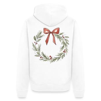 Sanfte rosa Schleife Weihnachtskranz - Unisex Premium Bio Zip Hoodie - Weiß - Hinten - Thijin (182cm)