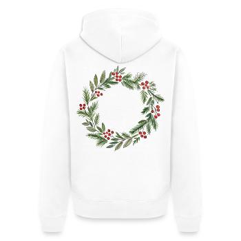 Minimalistisches Weihnachtskranz-Aquarell - Unisex Premium Bio Zip Hoodie - Weiß - Hinten - Thijin (182cm)