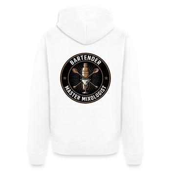 Barkeeper-Meister-Mixologe-Shaker-Abzeichen-Geschenk - Unisex Premium Bio Zip Hoodie - Weiß - Hinten - Thijin (182cm)