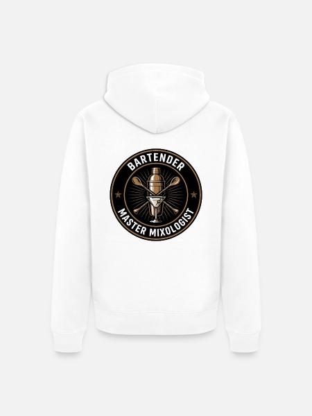 Barkeeper-Meister-Mixologe-Shaker-Abzeichen-Geschenk - Unisex Premium Bio Zip Hoodie - Weiß