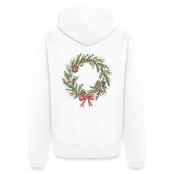 Rustikale Weihnachtskranz mit Tannenzapfen - Unisex Premium Bio Zip Hoodie - Weiß - Hinten - Thijin (182cm)