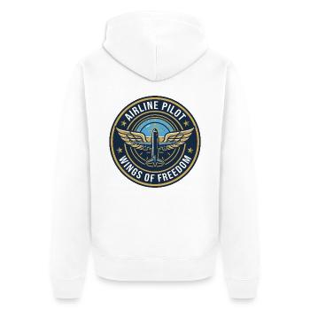 Airline Pilot Aviator Wings Horizon Badge Geschenk - Unisex Premium Bio Zip Hoodie - Weiß - Hinten - Thijin (182cm)
