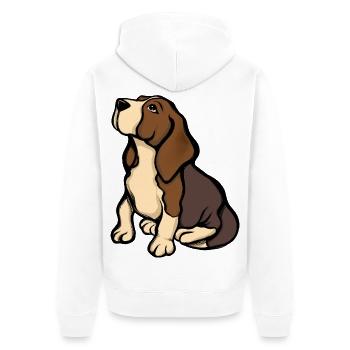 Beagle-Porträt in warmen Tönen - Unisex Premium Bio Zip Hoodie - Weiß - Hinten - Thijin (182cm)